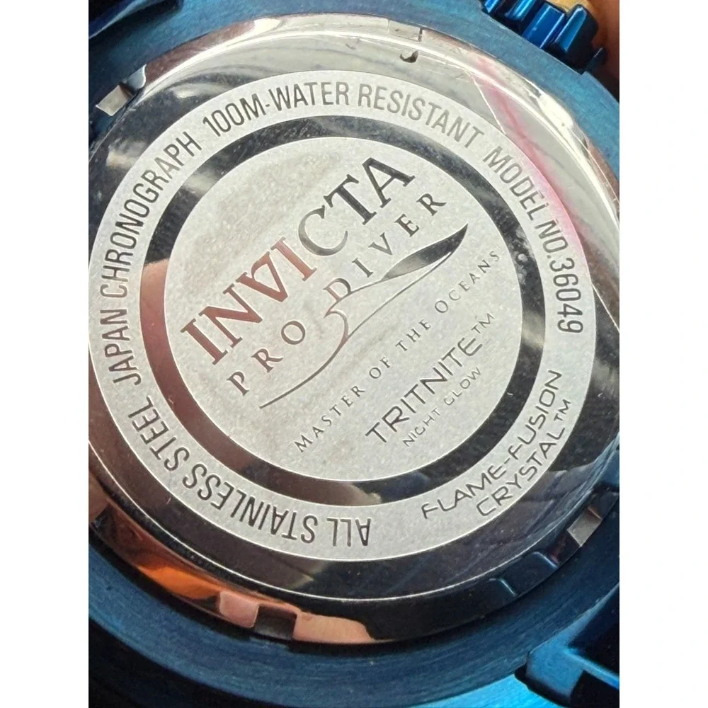 Invicta Pro Diver 36049 Men's Blue Gold Tone Watch 100M Chronograph Style